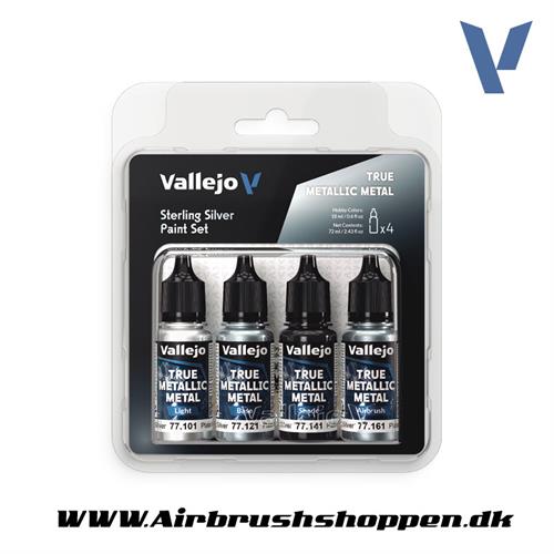 77.251 Sterling Silver Paint Set 4x18ml - True Metallic Metal