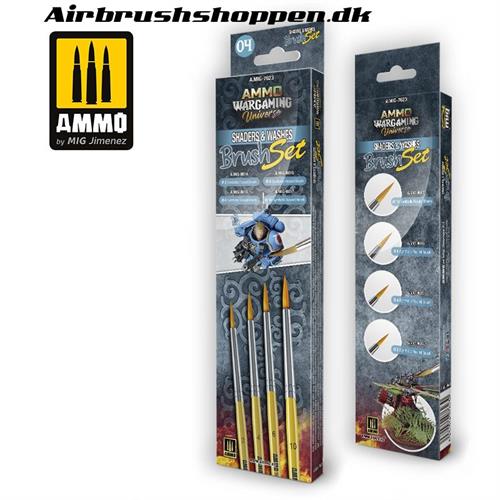 A.MIG 7623  - AMMO WARGAMING UNIVERSE - Shaders & Washes Brush Set - 04