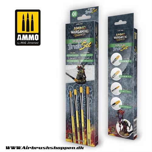 A.MIG-7620 -  DRY BRUSH Land Brush Set - AMMO WARGAMING UNIVERSE 