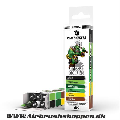AKM104 - ORCS & GOBLINS – PLAYMARKER SET 6 stk tuscher - AK-Interactive