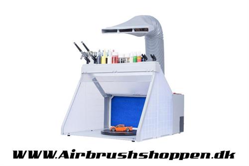 Airbrush sprøjtekabine M. udsugning stor model med lys og udblæsnings kit DELUXE
