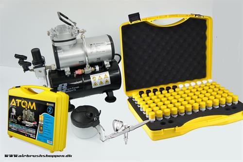 Ammo By MIG starter kit  med tank - med 90 farver - Ultra 2024 airbrush - ATOM SELECTION: Vol.2