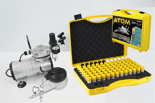 Ammo By MIG starter kit  uden tank - med 90 farver - Ultra 2024 airbrush - ATOM Javier López de Anca Selection