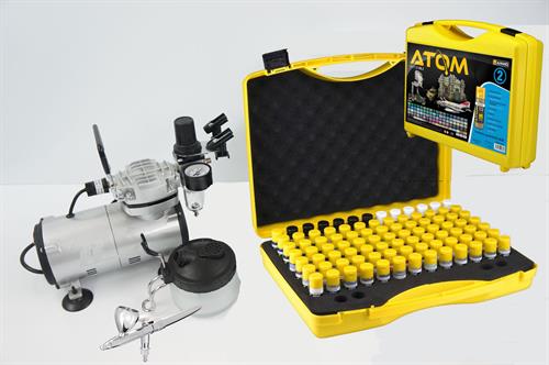 Ammo By MIG starter kit  uden tank - med 90 farver - Ultra 2024 airbrush -ATOM SELECTION: VOL. 2 