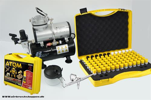 Ammo By MIG starter kit med tank - med 90 farver - Ultra 2024 airbrush - ATOM SELECTION: Vol.1