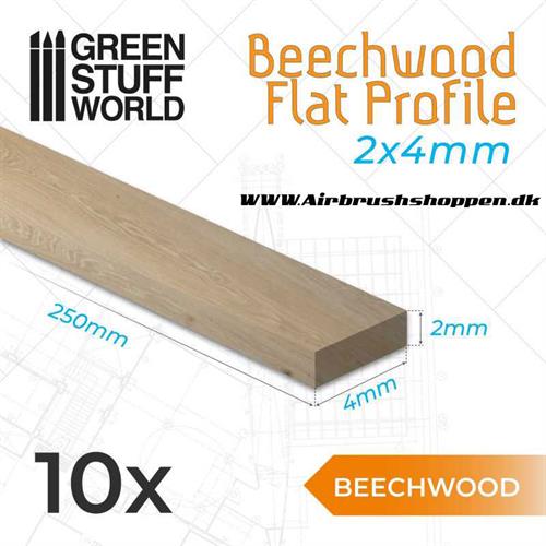 Træ - Bøgetræ - Beechwood flat profile - 4x2x250mm- GSW