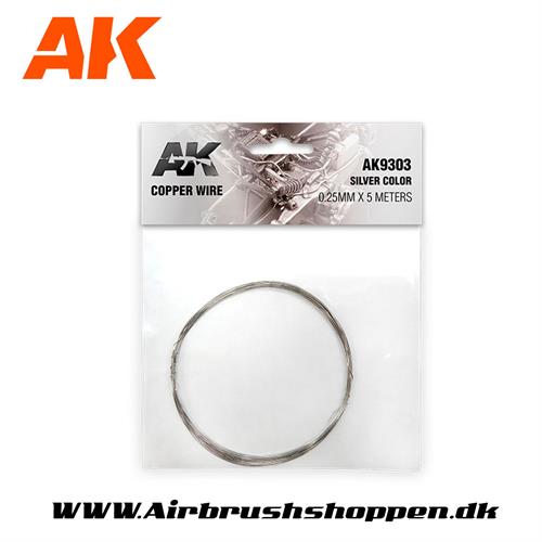 Wire solid -  COPPER WIRE 0.25MM Ø X 5 METERS. SILVER COLOR - AK9303