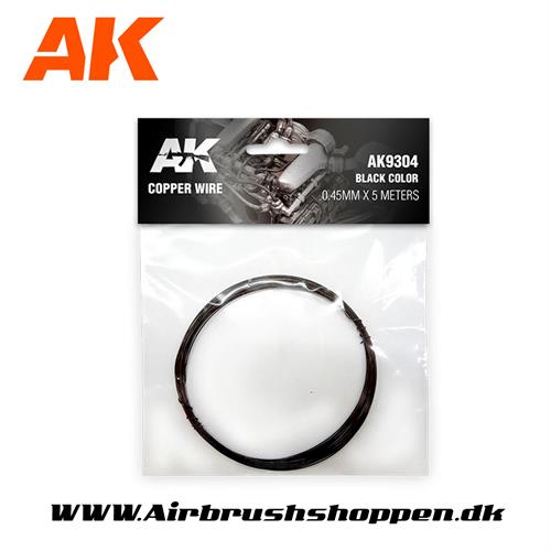 Wire solid -  COPPER WIRE 0.45MM Ø X 5 METERS. BLACK COLOR - AK9304