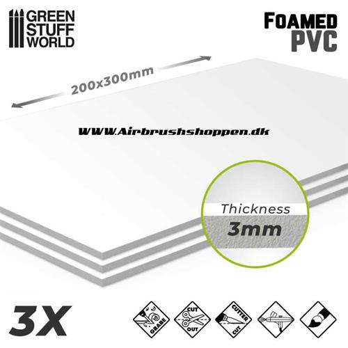 Foamed PVC 3 mm, Plader 20x30cm - GSW
