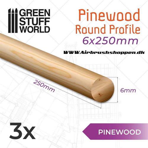 Træ - Fyrretræ - Pinewood round rod 6x250mm -GSW