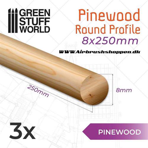 Træ - Fyrretræ - Pinewood round rod 8x250mm - GSW