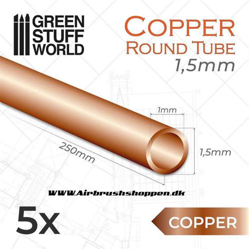 Kobberrør - Round Copper tube 1,5mm - GSW