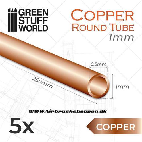 Kobberrør - Round Copper tube 1mm - GSW