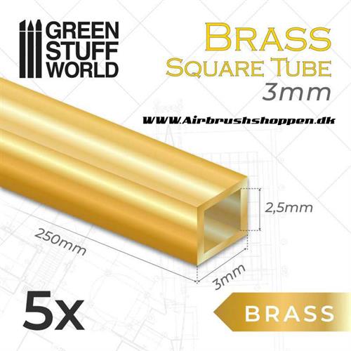 Messing profil - Square Brass Tubes 3mm - GSW