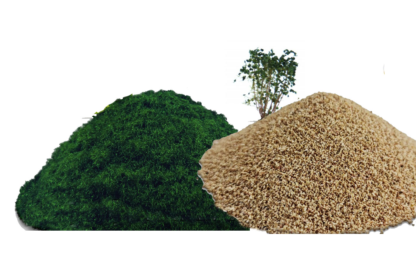 Base materialer, græs - grus - sten - løv - GSW
